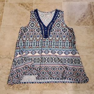 Avenue women's plus size Aztec design tank top with beading